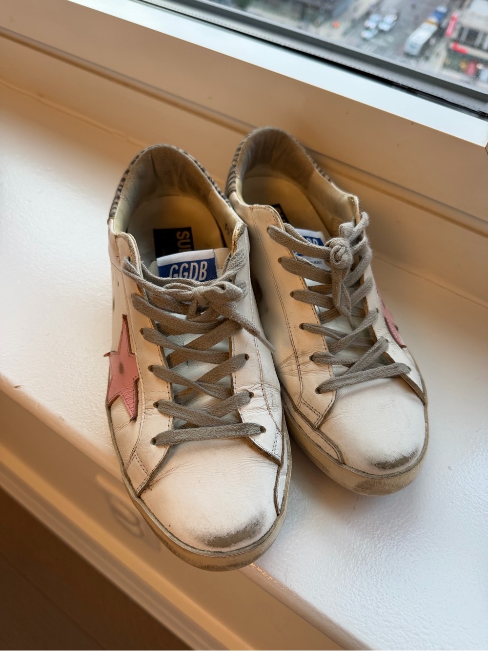 GOLDEN GOOSE Superstar Sneakers White Zebra with Pink Star